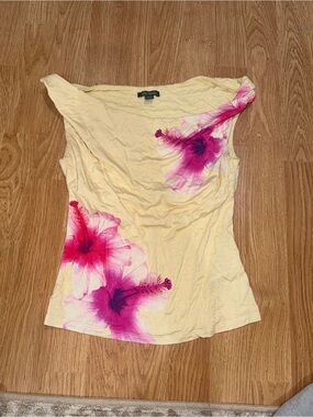 wild fable Yellow Scoop Neck Tank with Pink Floral Prints